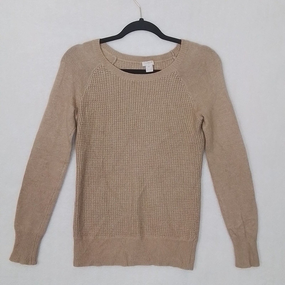 J.Crew Merino Wool Blend Waffle Knit Sweater Size‎ XS in Tan